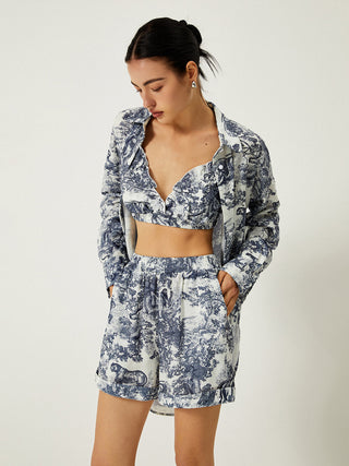 Floral Print Three Piece Short Set