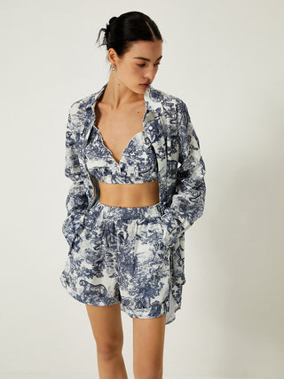 Floral Print Three Piece Short Set