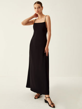 Solid Backless Long Knit Dress