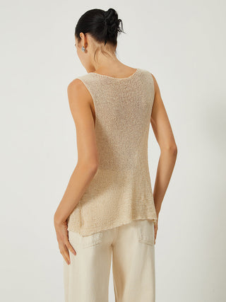 Sheer Tie Front Knit Vest