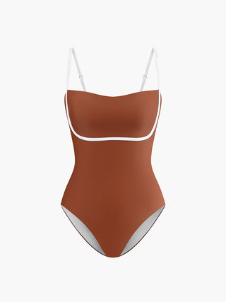 Contrast Removable Pads Cutout One Piece Swimsuit