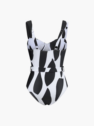 Maillot de bain une pièce à imprimé vache avec ceinture