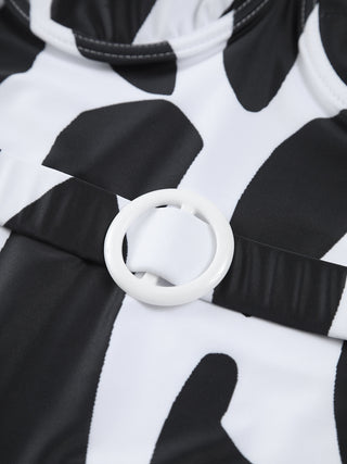 Maillot de bain une pièce à imprimé vache avec ceinture