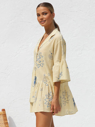 Robe courte imprimée soleil oversize