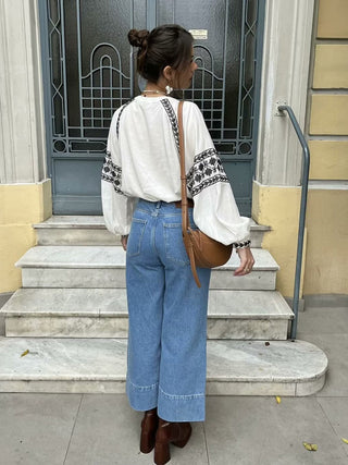 Chemise à manches longues avec détails brodés