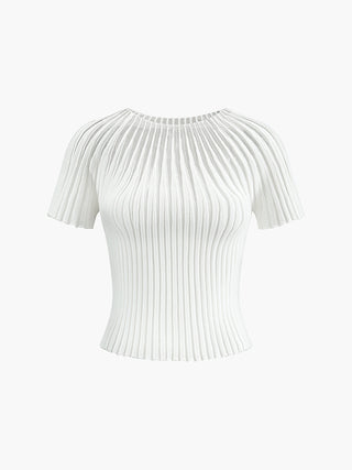 Plain Short Sleeve Knit Top