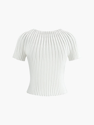 Plain Short Sleeve Knit Top