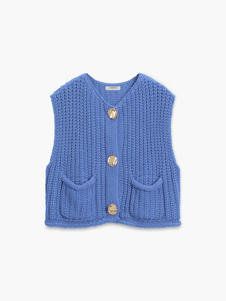 Gilet sans manches à boutons en crochet