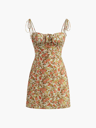 Floral Tie Front A Line Dress