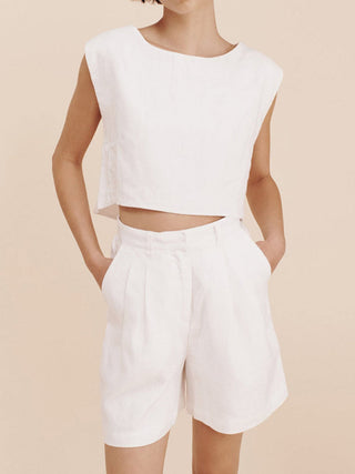 semble crop top en coton solide avec short