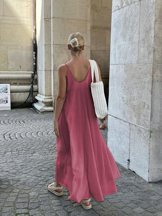 Double Layers V-neck Long Dress