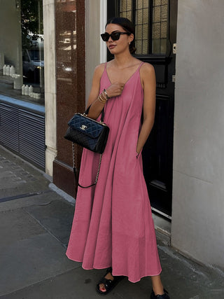 Robe longue à double col en V