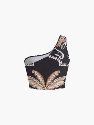 Print One Shoulder Bikini Set