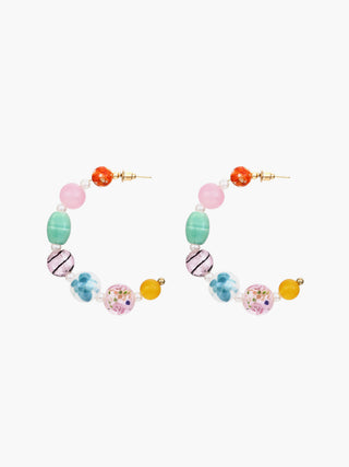 Boucles d'oreilles créoles en perles multicolores