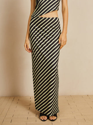 Asymmetrical Striped Skirt Set