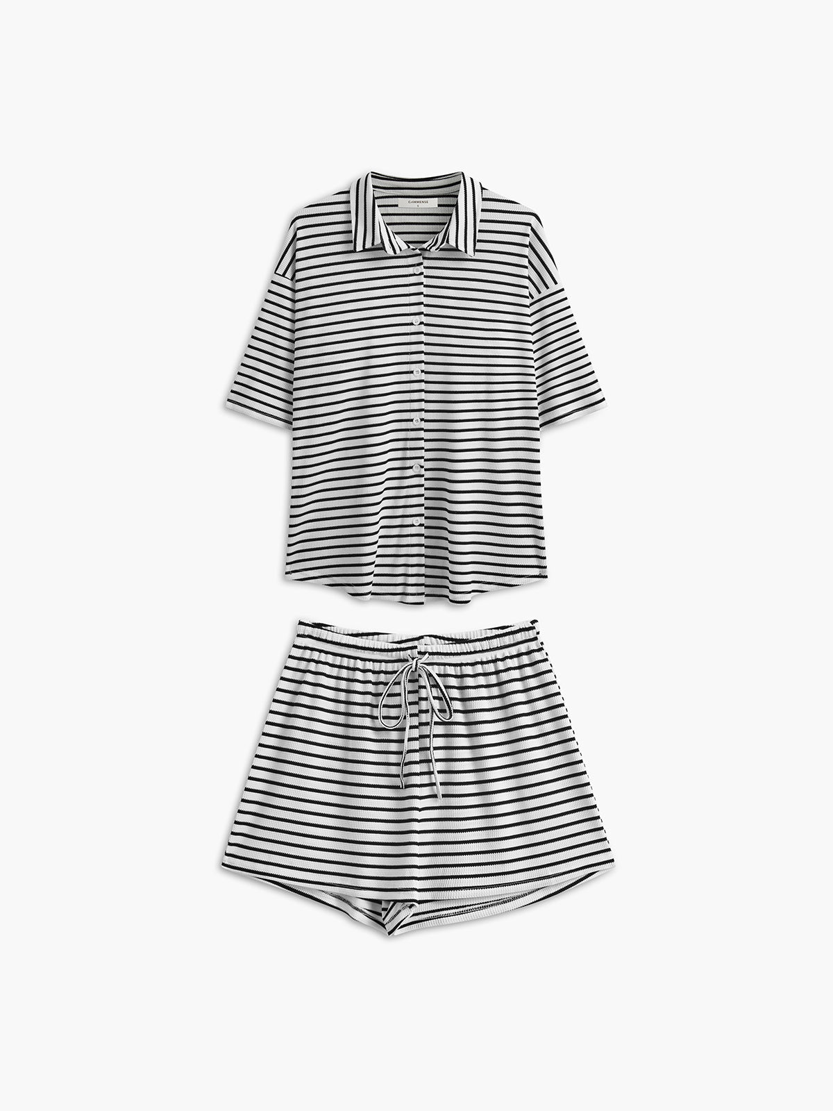 Ribbed Stripe Shorts Set