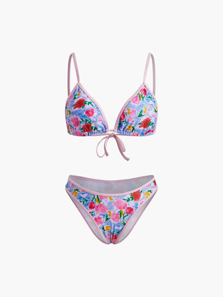 Print Tie Back Bikini Set