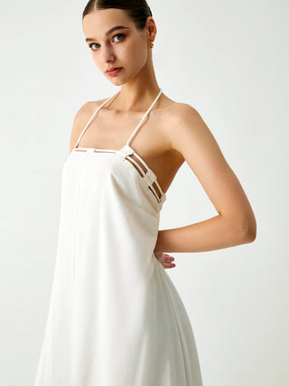 Robe longue cami en coton et lin