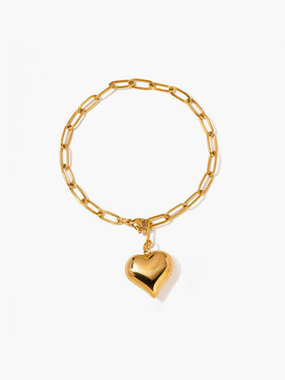 Heart Pendant Chain Link Bracelet