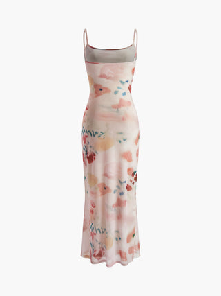 Robe longue slim sexy à imprimé floral