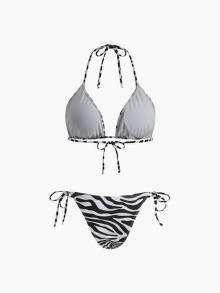 semble bikini triangle à rayures zébrées