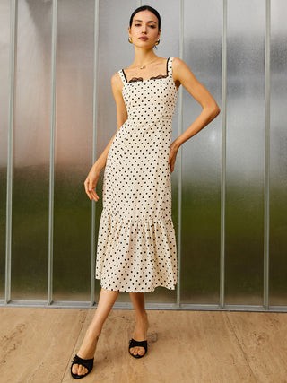 Polka Dot Printed Cami Long Dress