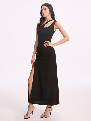 Robe longue à col asymétrique