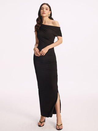 Robe longue asymétrique fendue