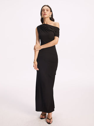 Robe longue asymétrique fendue