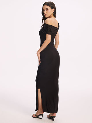 Robe longue asymétrique fendue