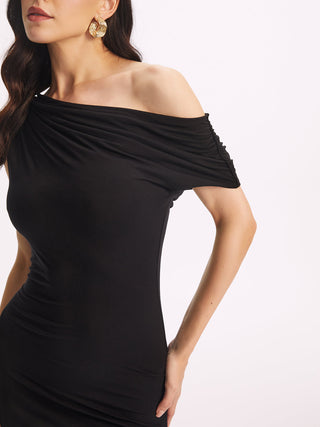 Robe longue asymétrique fendue