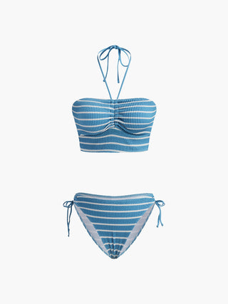 semble bikini à rayures halter