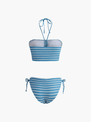 semble bikini à rayures halter