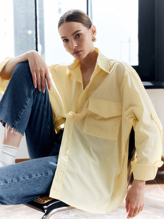 Oversized Solid Pockets Shirt