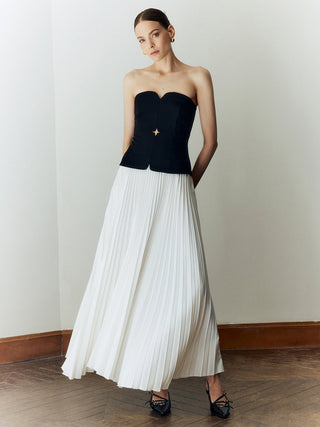 Off Shoulder Pleated Long Dress