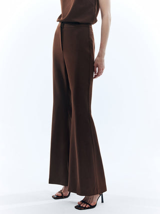 High Waist Solid Flare Pants