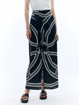 Print Split Vintage Skirt