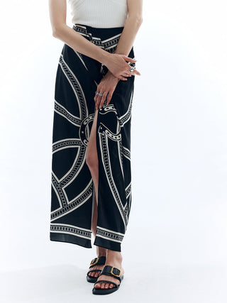 Print Split Vintage Skirt