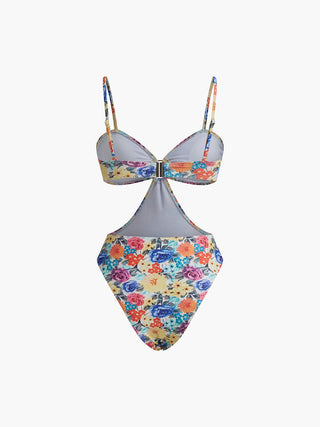 Maillot de bain une pièce à bretelles ajustables et motif floral