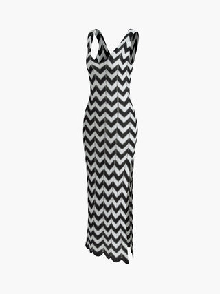 Stripe Slim Knit Long Dress