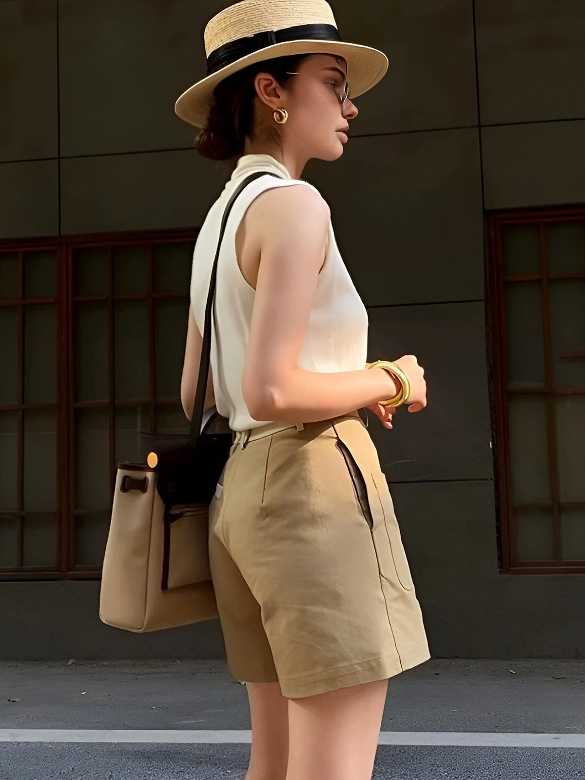 Gilet sans manches ample à col en V solide