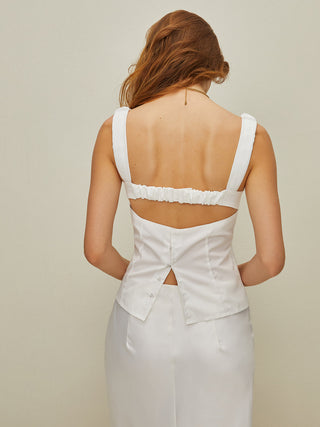 Solid Bow Backless Split Tank Top