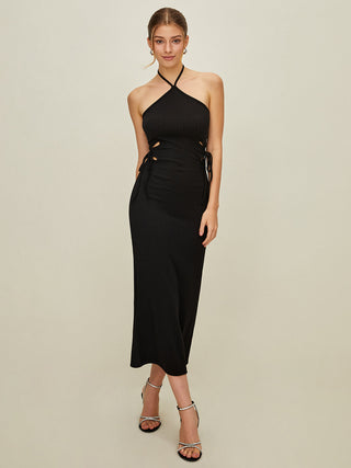 Backless Halter Knotted Dress