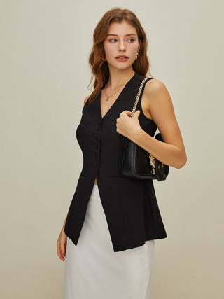 V-Neck Split Vest