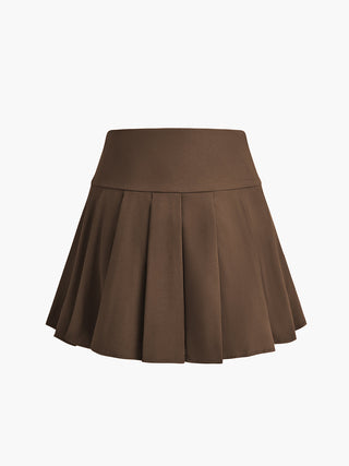 Sleeveless Pleated Button Skirt Set