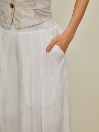 Semi-Sheer Pleated Wide Leg Pants