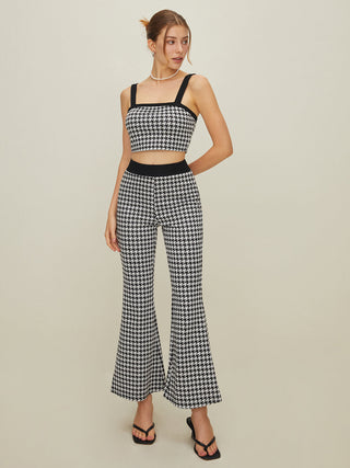 Houndstooth Print Pants Set