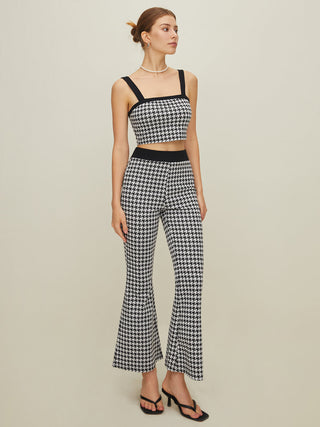 Houndstooth Print Pants Set