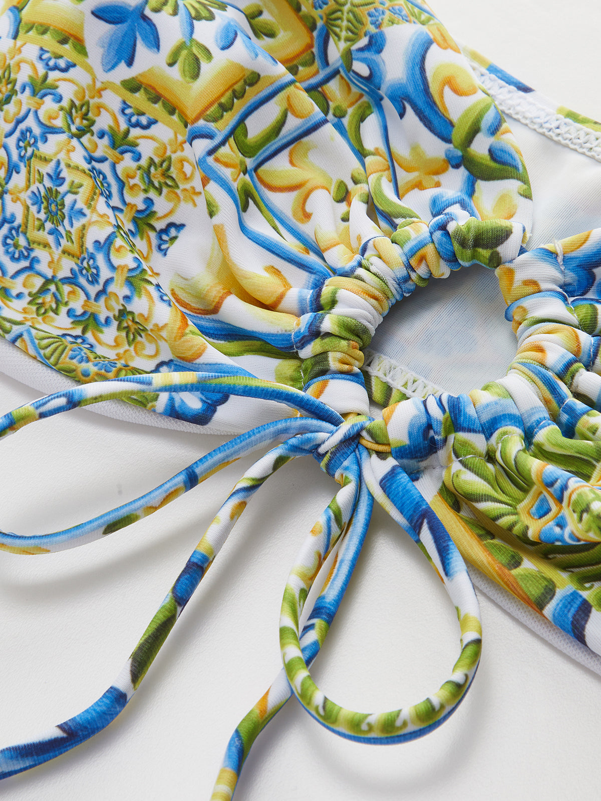 semble bikini noué imprimé sans bretelles