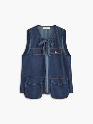 Denim Tie-Front Tank Top